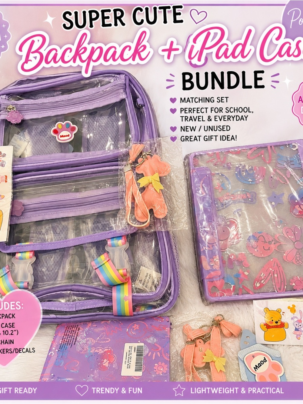 🌈💜 NEW  BACKPACK + iPAD CASE BUNDLE 💜🌈